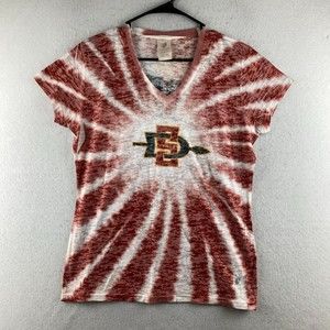 SDSU Aztecs Shirt Womens XL Multicolor Russell Tie Dye Short Sleeve V-Neck